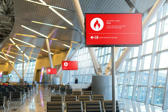Airports can specify their requirements for distributing emergency messages at various levels