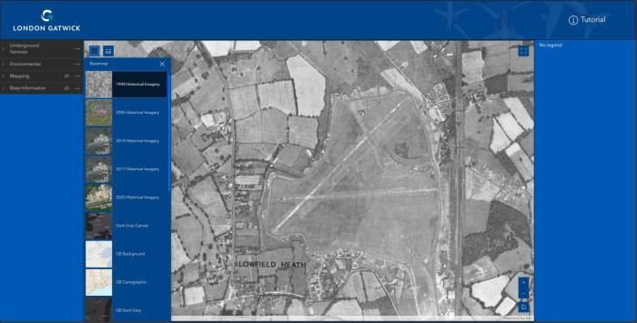 An aerial view of the airport in 1940