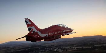 Flying into the sunset… the Red Arrows Hawk T1 is set for replacement.