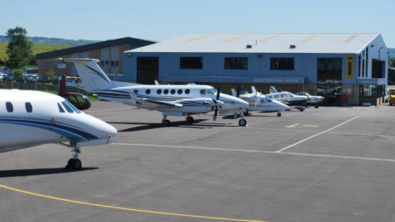 Gloucestershire Airport aircraft on stand